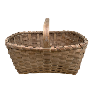 Antique Early 20th Century American Splint Oak Gathering Basket
