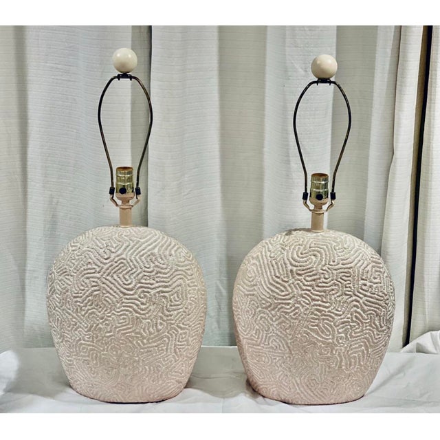 Mid Century Modern Naturalist Plaster Sculptural Brain Coral Lamps With