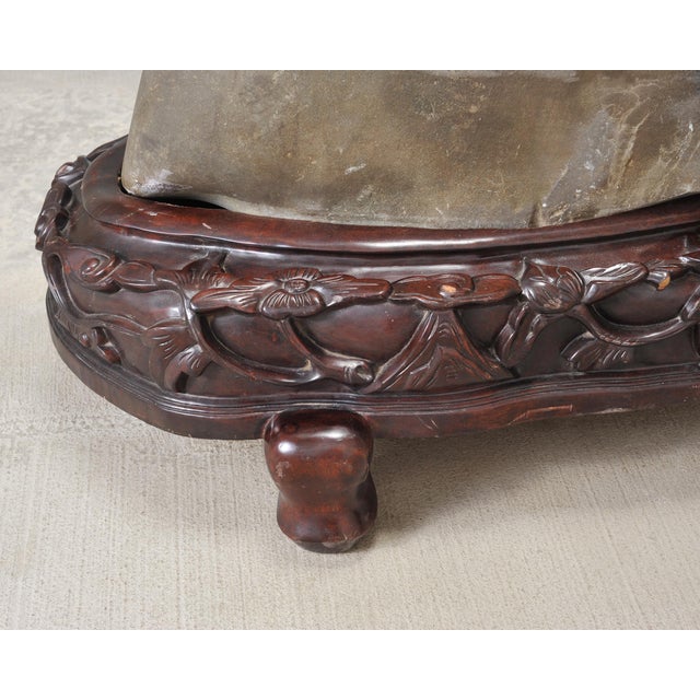 Monumental Chinese Scholar's Water Stone on Carved Base 5 Ft For Sale - Image 9 of 18