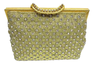 Vintage Gold Mesh Rhinestone Evening Purse by Walborg