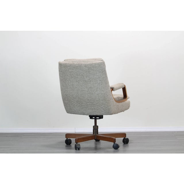 Wood Mid Century Upholstered Office Chair For Sale - Image 7 of 8