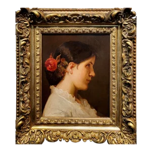 Joseph Tonneau -Portrait of a Pretty Young Woman-19th Century Oil Painting