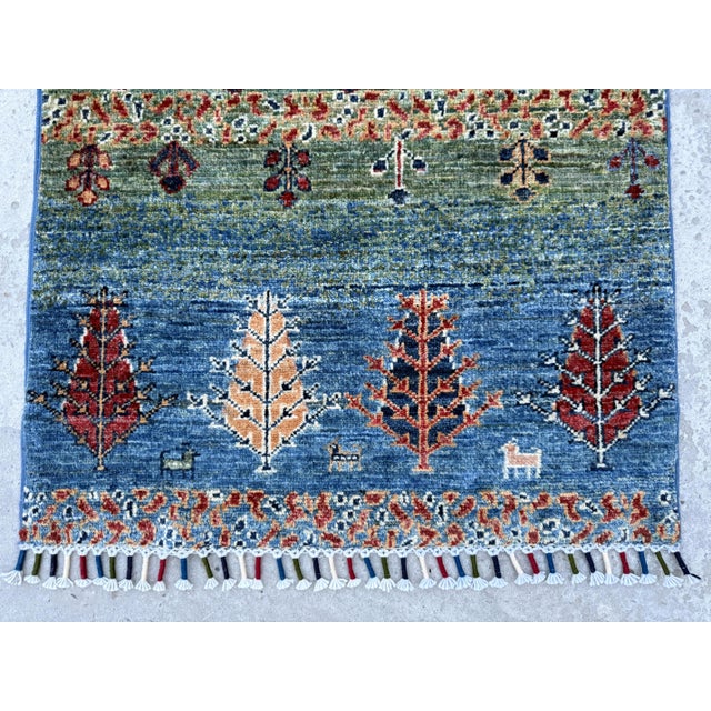 Contemporary Gabbeh Tree and Animal Hand-Knotted Wool Rug For Sale - Image 9 of 12