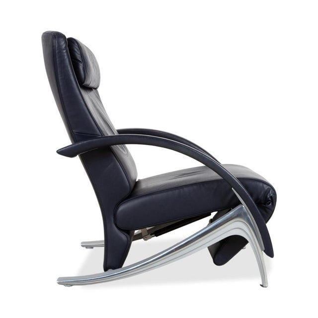 3100 Lounge Chair in Dark Blue Leather from Rolf Benz For Sale - Image 12 of 16
