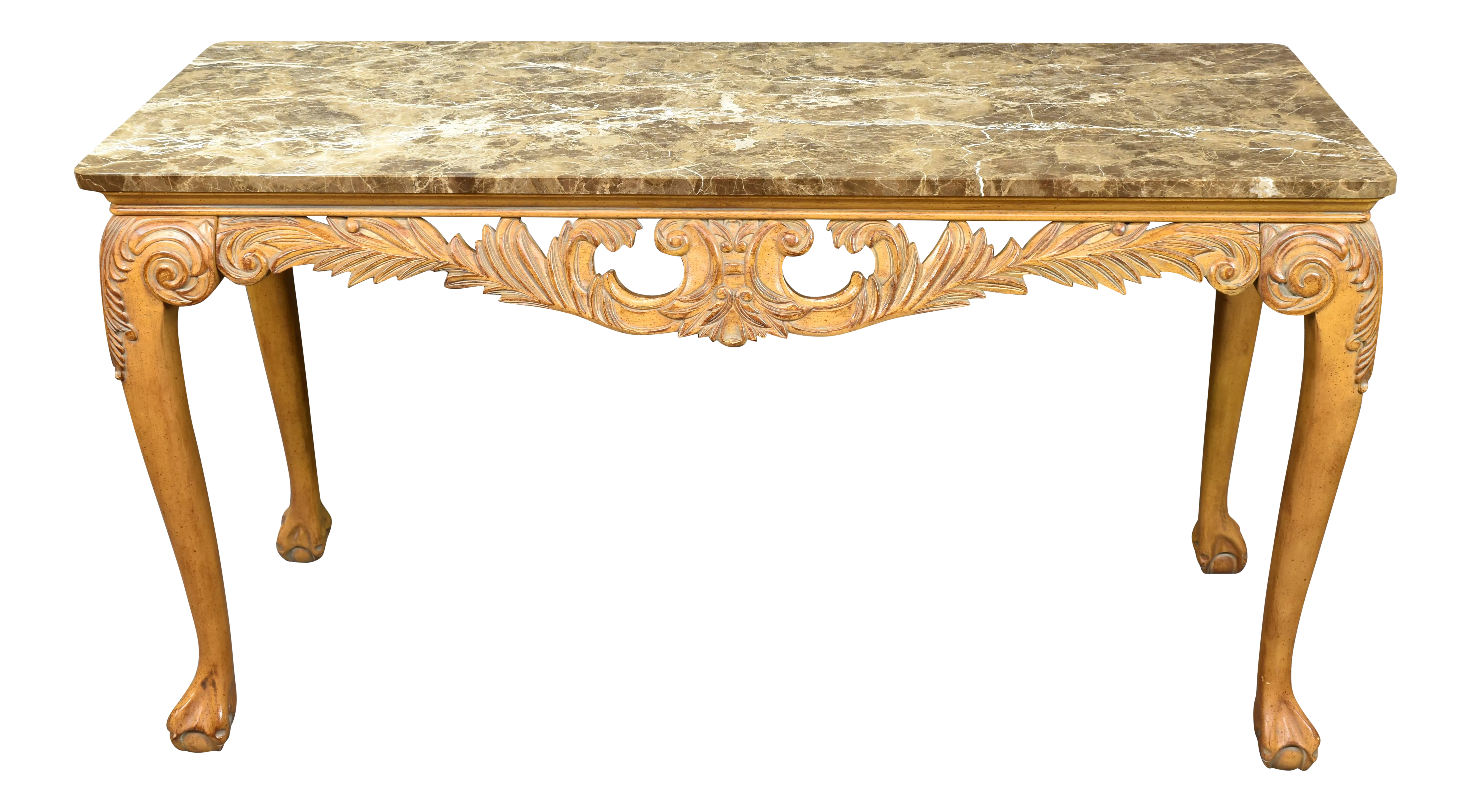 Chippendale Style Marble Mahogany Entry/Console Table - image 0