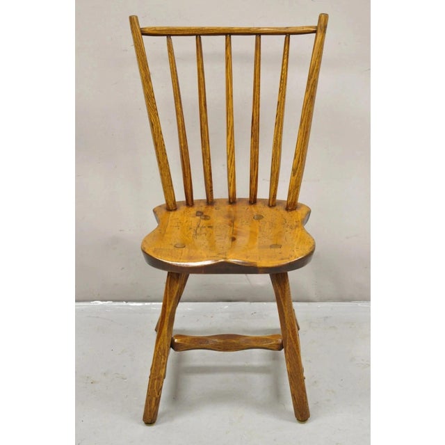 Antique Hunt Country Furniture Colonial Pine Wood Hickory Style Side Chairs -a Pair. Circa Early 20th Century....