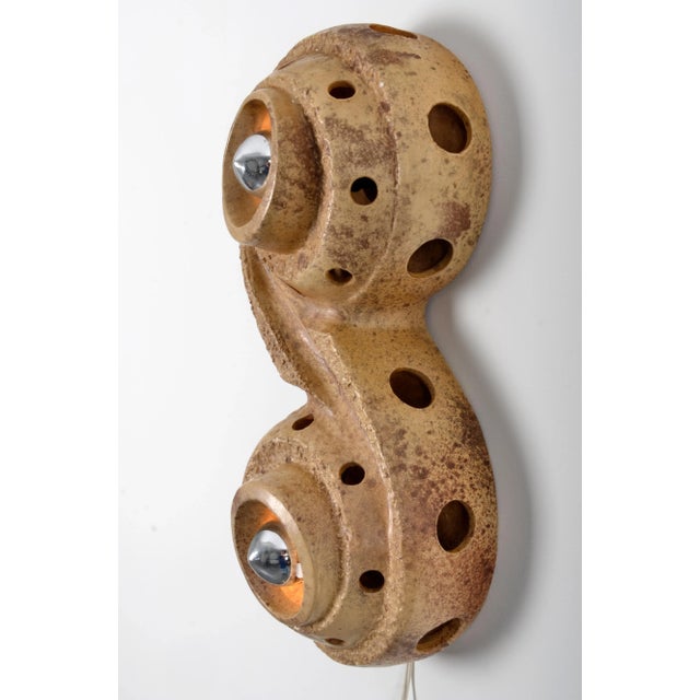 Mid-Century Modern Space Age Ceramic Wall Lamp from Hustadt Leuchten, 1970s For Sale - Image 3 of 6