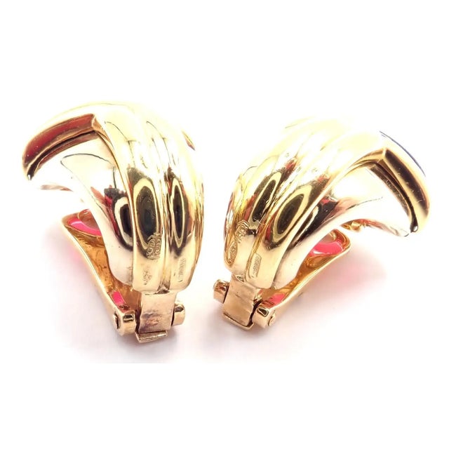 Vintage Bulgari Bvlgari Pink Tourmaline Yellow & White Gold Earrings, Pair For Sale - Image 11 of 12