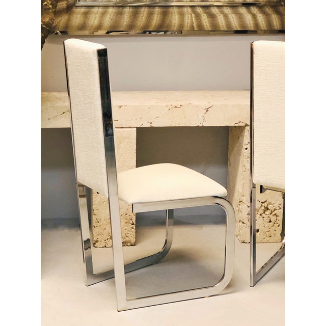 1970s 1970s Italian Nickel Frame Dining Chairs - Set of 6 For Sale - Image 5 of 8