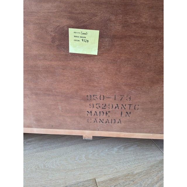 1990s Durham Furniture Co. Custom Finished Solid Cherry Triple Dresser in Weathered Tan With Aged Brass Hardware For Sale - Image 13 of 17