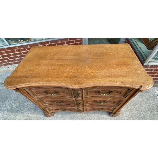 19th Century Carved Bell Flower European 3 Draw Chest Commode Dresser Brass Pull For Sale - Image 9 of 12