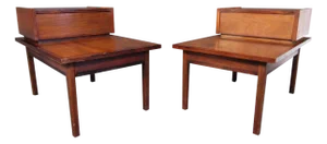Mid 20th Century Pair of Vintage Walnut Nightstands by Stanley - 2 Pieces