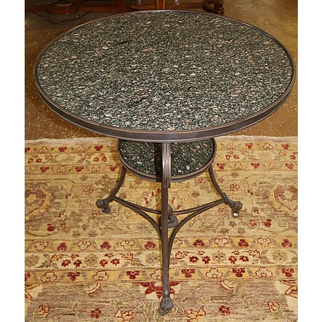 ​20th Century Granite Top French Directoire Style End Table Gueridon Dimensions : 29" Tall X 29" Wide X 29" Deep This...