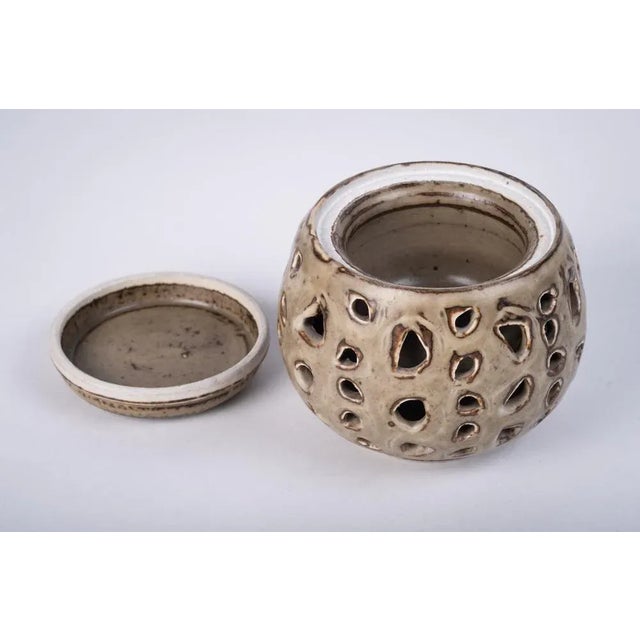 Mid-Century Modern Danish Ceramic Carved Bowl with Holes, 1950s For Sale - Image 3 of 7