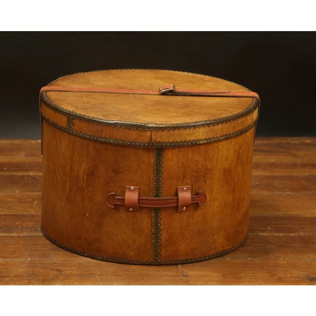 Wood and Leather Hat Trunk For Sale - Image 9 of 9