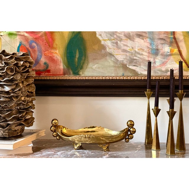 Stunning Antique Early 20th Century Solid Brass Mexican Decorative Jardinière or Centerpiece Bowl, Footed Base, Ornate...