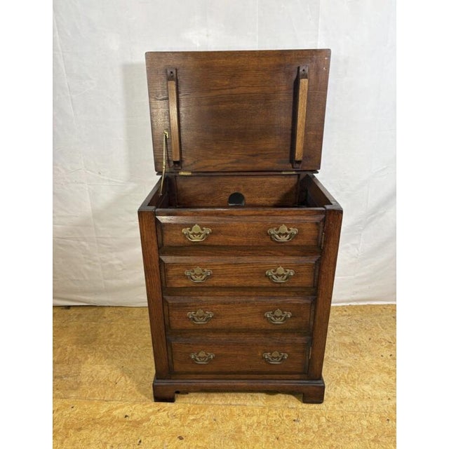 Vintage Antique-Style Record Cabinet with Drawers, 1970s For Sale - Image 3 of 10