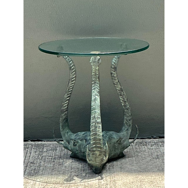 Vintage Verdigris Elephants Side Table For Sale In West Palm - Image 6 of 12