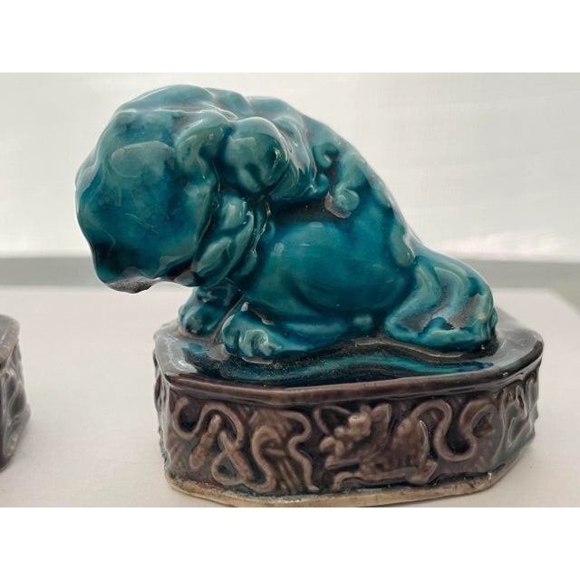 Ceramic Set of 3 Vintage Ceramic Foo Dogs For Sale - Image 7 of 12