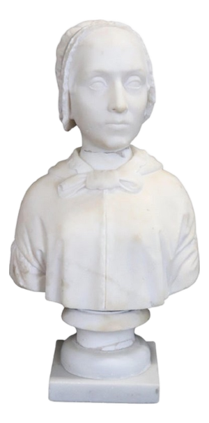 Bust of a Lady, 19th Century, White Marble Sculpture