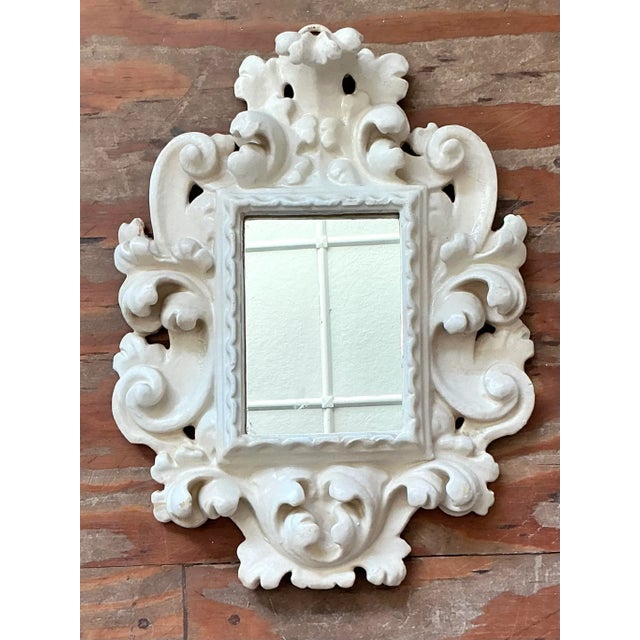 Vintage Regency Lacquered Rococo Mirror For Sale In West Palm - Image 6 of 6
