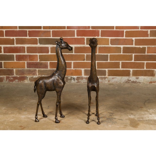 Bronze Pair of Small Bronze Midcentury Giraffe Sculptures, American Art For Sale - Image 8 of 12