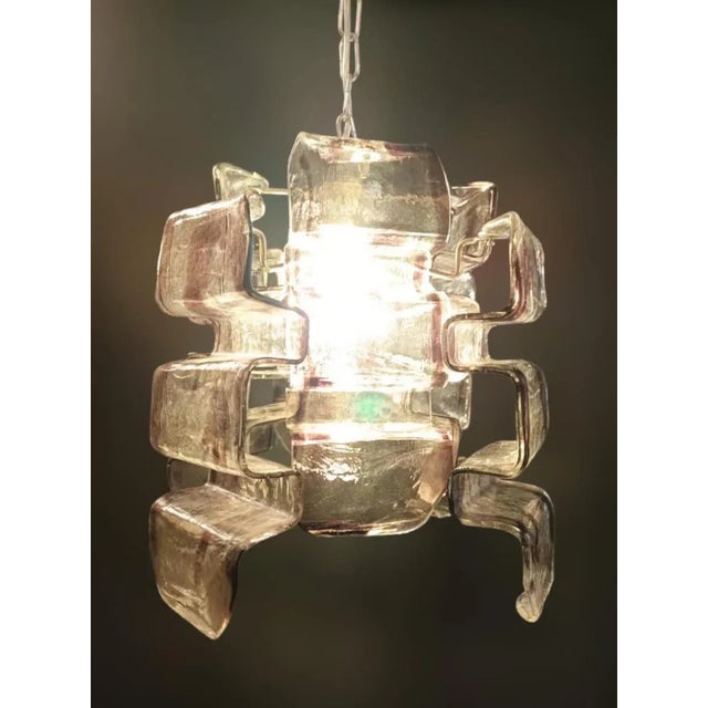 Brass 1970s Smoky Murano Pendant by Carlo Nason for Mazzega For Sale - Image 8 of 8