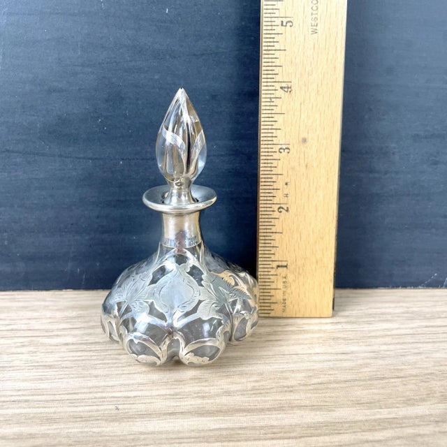Silver Antique Circa 1893 Alvin Fine Sterling Overlay Perfume Bottle For Sale - Image 8 of 9
