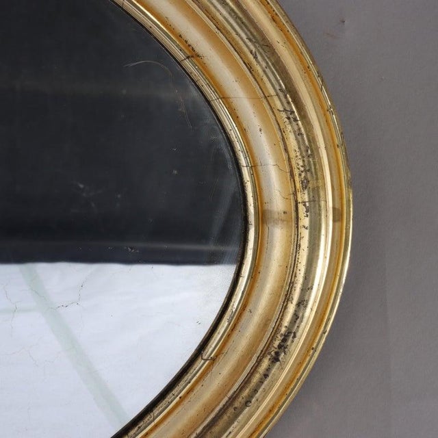 Antique Federal Period Lemon Gilt Wood Oval Wall Mirror C1830 For Sale - Image 4 of 7