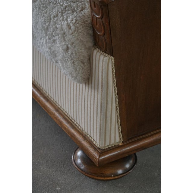 Antique Empire Style Sofa in Oak and Lamswool Upholstery, 1850s For Sale - Image 17 of 18