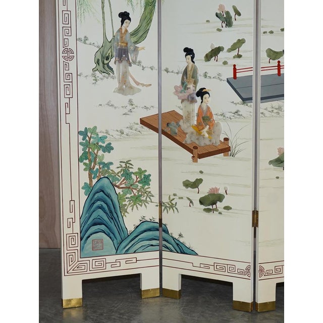 Antique Chinese Export Hardstone Folding Screen Room Divider For Sale - Image 10 of 18