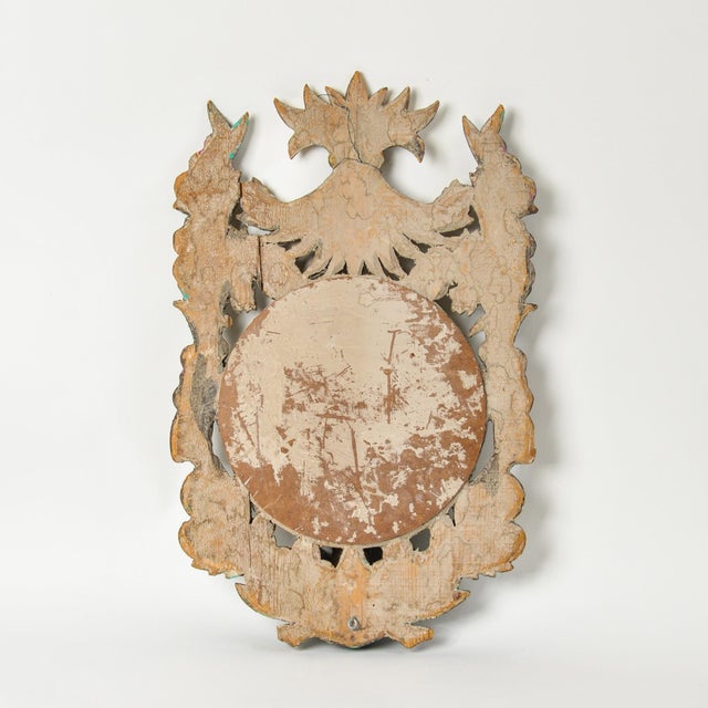 Antique Gilded Wood Convex Wall Mirror 19th Century Italian For Sale - Image 4 of 16