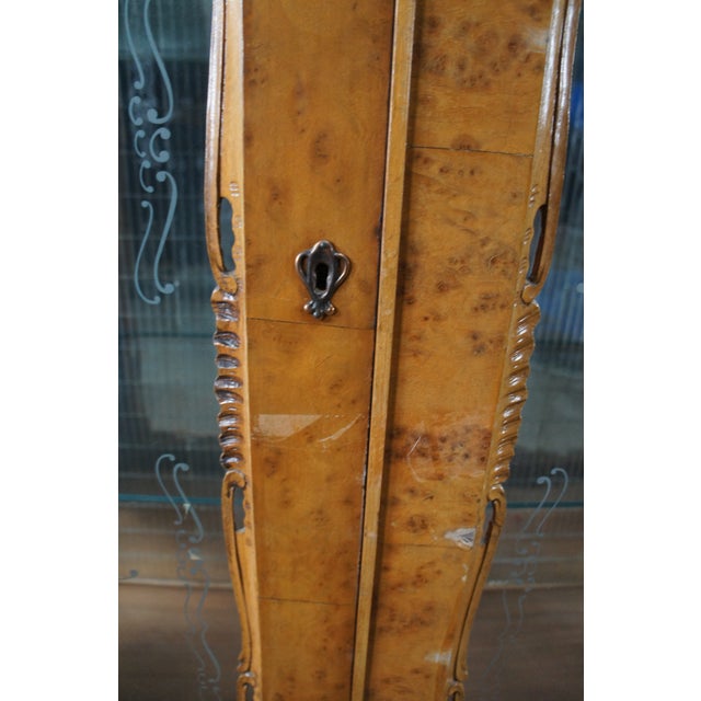 Antique Italian Baroque Rococo Walnut Burr Curio Display Cabinet Glass Showcase For Sale - Image 17 of 18