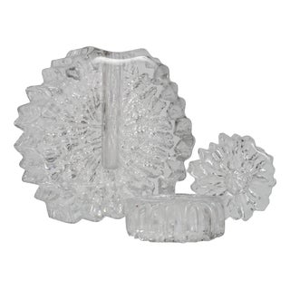 Nautilus Art Glass Vase and Candlesticks by Willy Johansson, Norway, 1960s, Set of 3 For Sale
