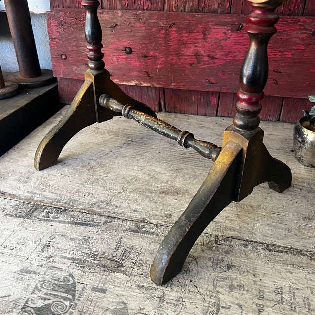 1920s Antique Wooden Magazine Rack With Hand-Painted Dutch Scenes & Dual Compartments For Sale - Image 5 of 11