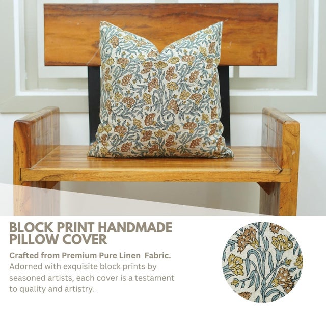 Transform your living space with our Fabdivine Handmade Block Print throw Pillow Cover – Thorny Steams, expertly crafted...