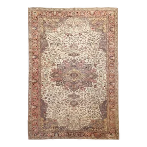 1950's Vintage Arabesque Turkish Vine Design Elongated Pastel Rug 8.10 X 13