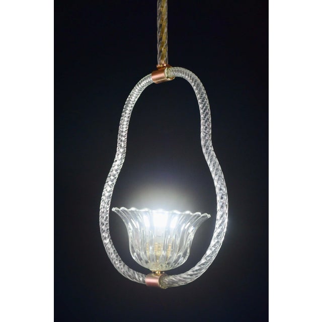 Elegant Art Decò Barovier & Toso Pendant Light Chandelier Murano Glass, 1950s For Sale - Image 10 of 11