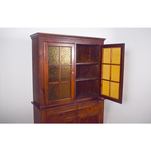Brown Portuguese Two-Body Display Cabinet For Sale - Image 8 of 15