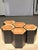 Set of 5 hexagonal stools in two-tone suar forming a set of modular occasional furniture: in fact the 5 elements can form...