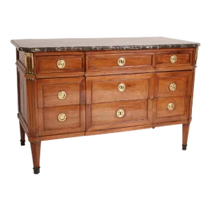Louis XVI Mahogany Chest of Drawers Ith Marble Top