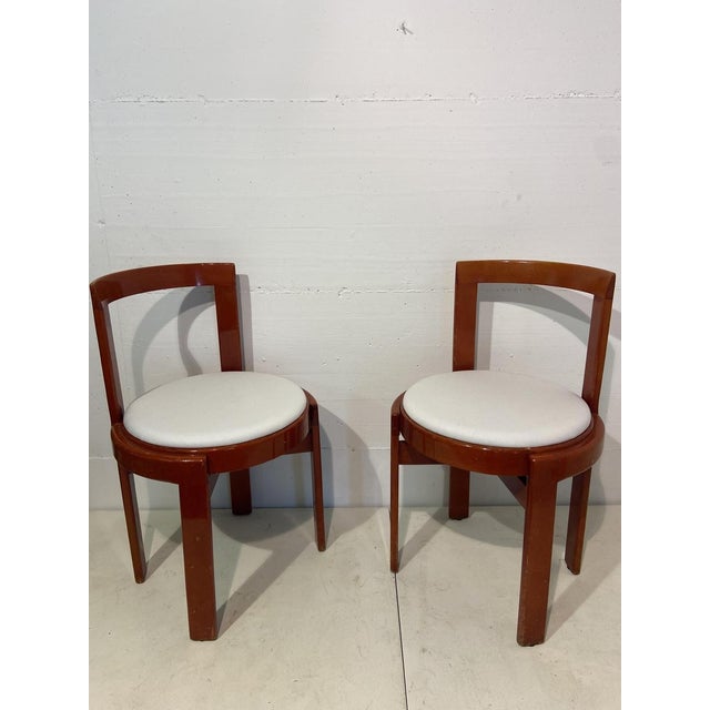 Italian Red Lacquered Wooden Breakfast Table and Chairs by Gianfranco Frattini, 1975, Set of 5 For Sale - Image 10 of 16