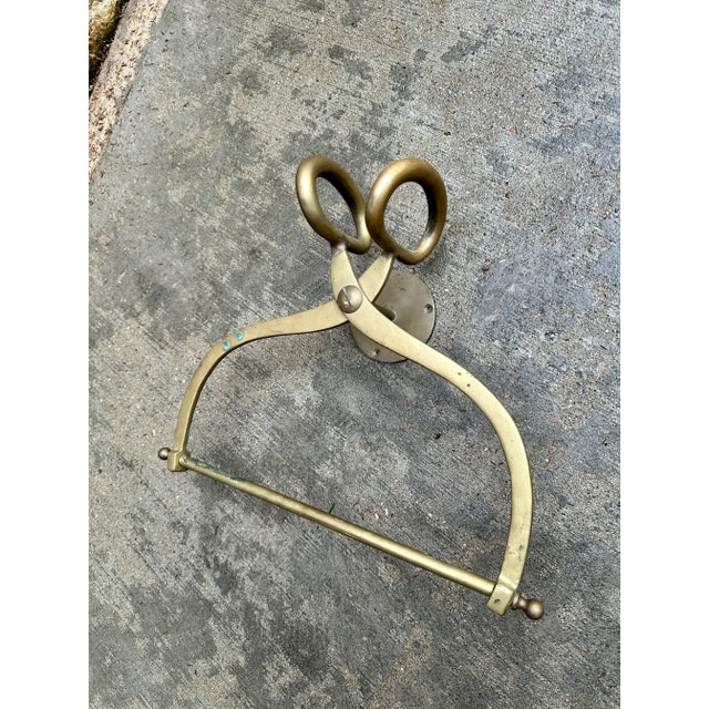Metal Vintage Brass Decorative Ice Block Tongs Scissors Towel Bar For Sale - Image 7 of 7