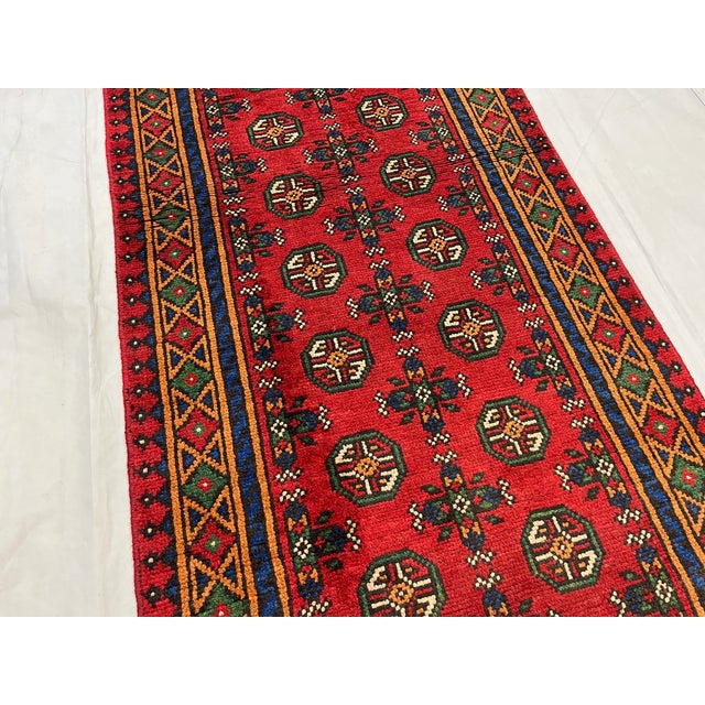 Extra-Long Red Turkmen Mori Gul Wool Runner Rug, 2'7