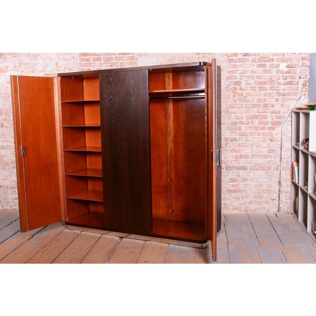 Bauhaus Wardrobe in Chrome, Steel, and Oak from Vichr a Spol, Czech, 1930s For Sale - Image 9 of 18