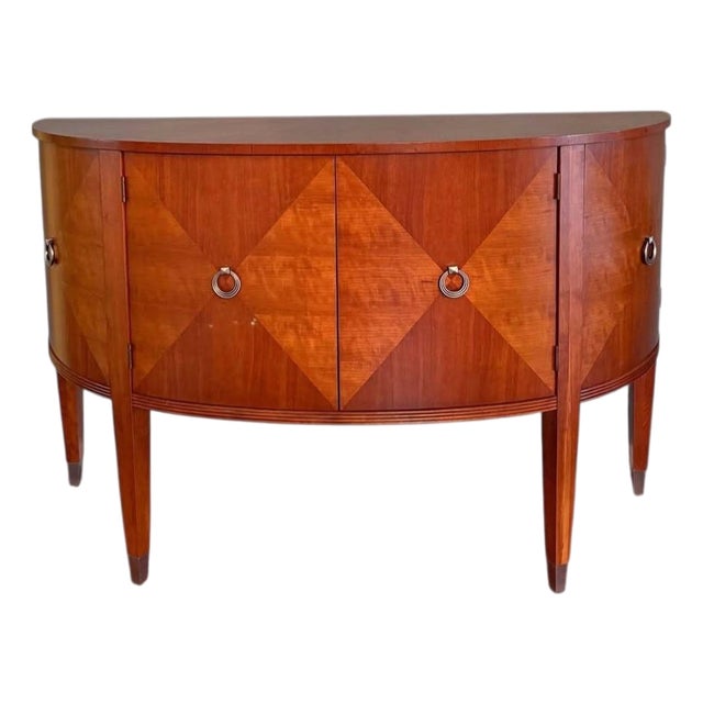 1990s Ethan Allen Avenue Demilune Sideboard Cherry Buffet Credenza Cabinet Console For Sale