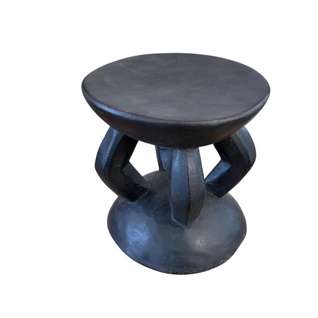 1980s African Vintage Carved Wood Milk Stool Hehe Gogo People Tanzania 11" H For Sale - Image 5 of 7