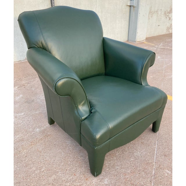 Late 20th Century Late 20th Century Neotraditional Fully Upholstered Leather Lounge Chair Manner of John Hutton for Donghia For Sale - Image 5 of 13