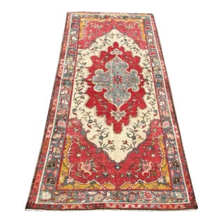 Vintage Hand Knotted Turkish Area Rug - 41" X 94.5" For Sale
