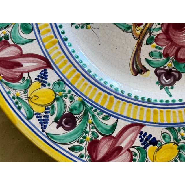 Mid 20th Century Large Italian Maiolica Charger – 16” Hand-Painted Deruta Style For Sale - Image 11 of 13